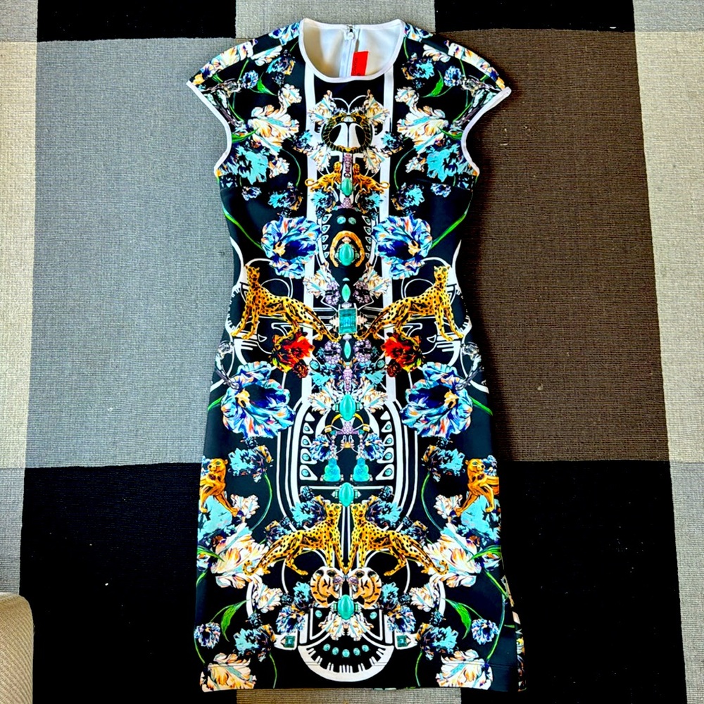 Clover Canyon Jewels Jaguar Kaleidoscope Neoprene Scuba Dress in M